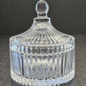 Mikasa Diamond Fire Small Ribbed Clear Glass Canister With Lid